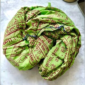 Green and Red Patterned Scarf